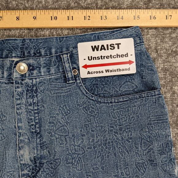 Chico's Design Straight Leg Jeans Women Size 1.5 (US 10) Art-to-Wear Island Art - Picture 8 of 10